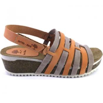 Sandalias de mujer INTERBIOS 5809 NOBUK con velcro naranja