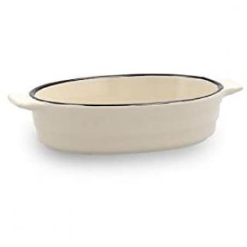 Cazuela Ovalada de Gres Quid Cocco 18x11x4cm Blanca Brillante Apta para Microondas y Lavavajillas