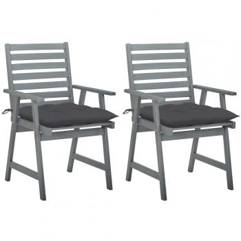 Sillas de comedor de jardín 2 unidades madera maciza acacia con cojines