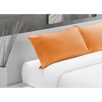 Funda de Almohada de Algodón Percal 200 Hilos Naranja Óxido - Tejido Natural Liso, Transpirable y Duradero