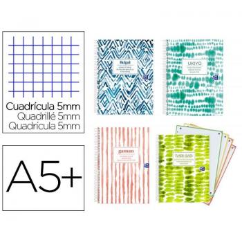 Cuaderno Espiral Oxford Europeanbook 4 Japandi A5+120 H Cuad 5 mm