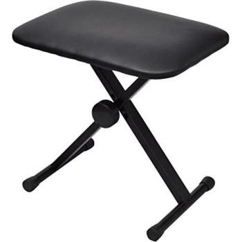 vidaXL Taburete de Piano de Acero y Cuero Artificial Negro Banqueta de Teclado
