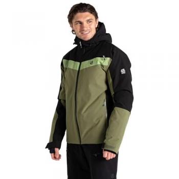 Chaqueta de esquí Dare2b Eagle II para hombre, repelente al agua, color negro y verde olivino, talla L