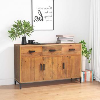 Armario aparador de madera maciza de pino marrón 110x35x70 cm