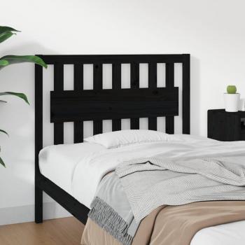 Cabecero de cama negra 105.5x4x100 cm madera maciza de pino
