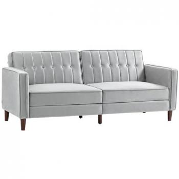 Sofá Cama Homcom de 3 Plazas Convertible Tapizado en Terciopelo con Respaldo Reclinable, Asientos Acolchados y Patas de Madera, Dimensiones: 189x80,5