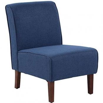 HOMCOM Sillón de Comedor Salón sin Brazos Silla Individual con Asiento Acolchado y Patas de Madera 57x76x83,5 cm Azul