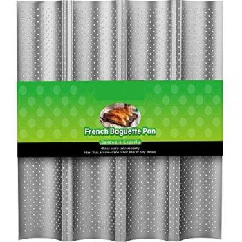Amagabeli Molde 4 Baguettes 33x38cm Molde para Hacer baguettes Molde de plateado Antiadherente Bandeja Perforada para Pan