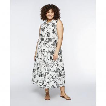 Fiorella Rubino - Vestido camisero con bordado inglés estampado