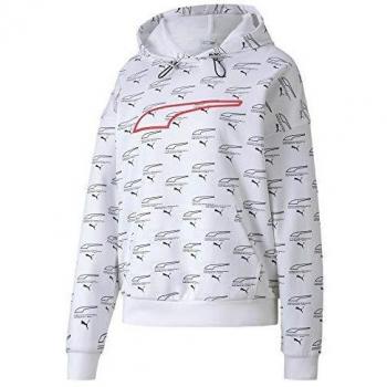 Puma Evide AOP Hoody Sudadera, Mujer, White, M