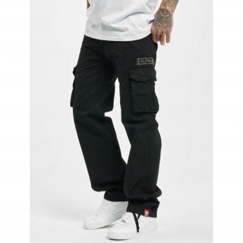 Alpha Industries Jet Cargo Pants - Black - Men's W30L34 to W40L34 with Side Pockets and Drawstring Hem
