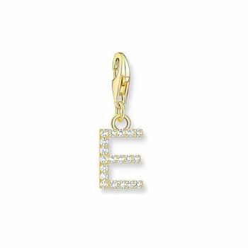 Colgante Charm Mujer Letra E con Piedras Blancas Chapado en Oro Thomas Sabo 1968-414-14