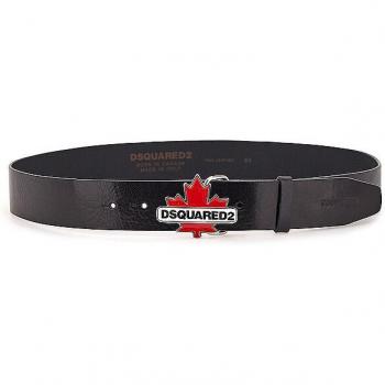 Dsquared2 Black Leather Belt with Logo - Size 90 CM