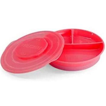 Twistshake Plato Dividido con tapa PP y fondo de silicona, Alimentación para Bebés, Plato con Divisiones Sellado en la Base con 3 Compartimentos, Vajilla, Sin BPA, 6+ Meses, Rosa Pastel