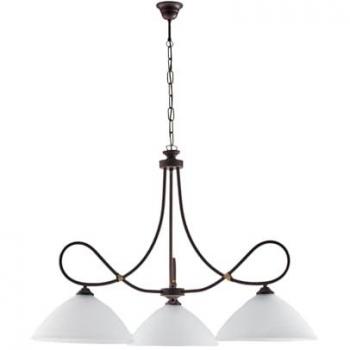Lámpara de Araña Rústica de Hierro Negro con Tres Pantallas de Alabastro Blanco 78x h65 cm