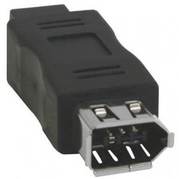 Adaptador FireWire InLine 6 pines hembra a 9 pines macho, negro, para datos y video