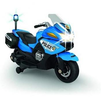 FEBER- Moto depolicía Infantil, con batería 12 V, con Luces y Sonido, Azul, Color