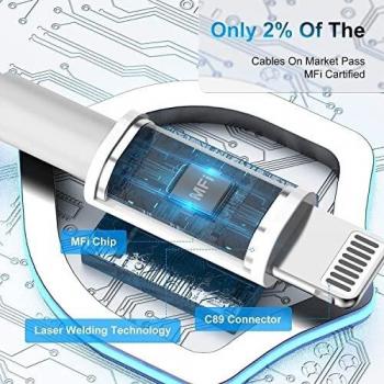 Paquete de 3 Cables de Carga para iPhone [Certificado MFi] de 2 m, Cable USB, Cable de Carga USB de 2
