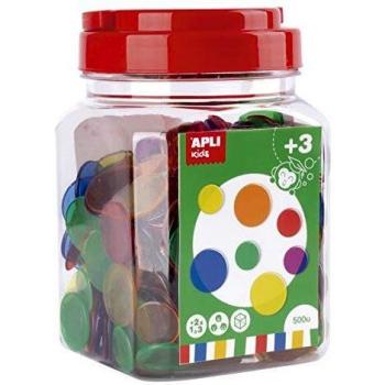 Pot de 500 Fichas Transparentes de Colores Asortidos - Ideal para Aprender a Contar y Actividades Educativas - A partir de 3 años