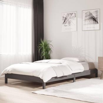 Cama apilable de madera de pino macizo gris 100x200 cm