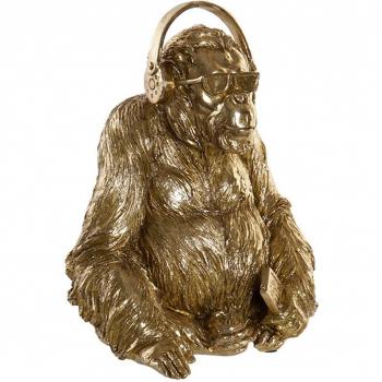 Figura Decorativa DKD Home Decor 27 x 26 x 36 cm Auriculares Dorado Gafas Moderno