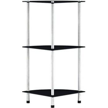 Estantería de 3 niveles con vidrio templado negro de 30x30x67 cm