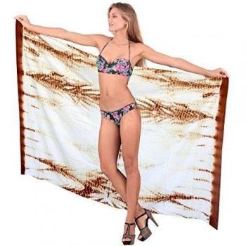 La Leela traje de baño, pareo marrón 100% algodón teñido anudado encubrimiento pareo 88x42 pulgadas