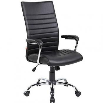 Poltrona Presidencial San Francisco H - Silla de Oficina Ergonómica con Ruedas y Reposabrazos - Color Negro - Serena Group