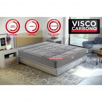 PIKOLIN, Colchón viscoelástico carbono de gama alta, 150x190, máxima calidad y confort, firmeza media, Altura 26 cm. Modelo Troya