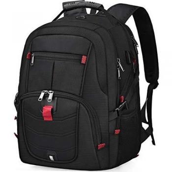 Mochila para Portátil Hombre 17.3 Pulgadas Impermeable Mochilas Puerto USB 17 Pulgadas Trabajo Ordenador Viaje Negocio Multifuncional Mochila Daypacks Negro