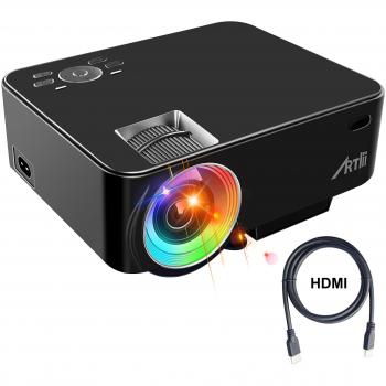 Proyector de video, Artlii Home Theater con 1500 lúmenes, alta calidad de sonido & soporte 1080P HD, Connect TV, computadora & computadora portátil & PS4 & Xbox & más - Negro