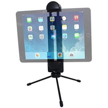 YuCool - Adaptador para trípode, soporte universal ajustable para todos los iPad Pro, Surface, Smartphone, Tablet, palo selfie + mini trípode de metal ligero – negro
