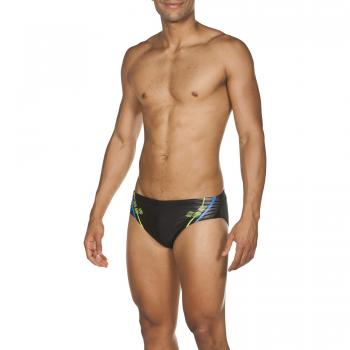 arena Men Swim Briefs Roy Bañador, Hombre, Black-Shiny Green, 40
