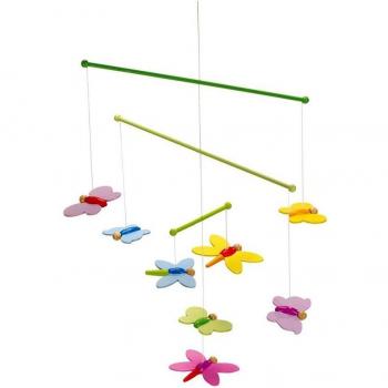 Móvil de Madera Mariposas 42 x 33 cm, Ideal para Bebés y Niños, Ayuda para Dormir