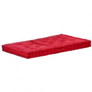 tuinkussens - vidaXL Pallet Floor Cushion Cotton 47.2x31.5x3.9 Burgundy - 120 x 80 x 10 cm - Rood