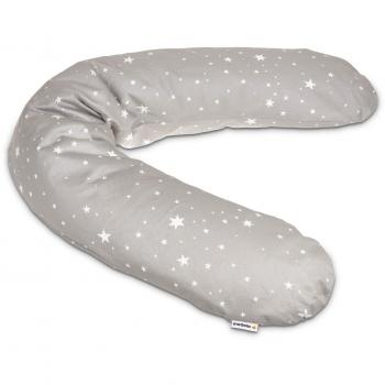 Almohada de Lactancia Medela Estrellas Grises 170x32 cm, Flexible, Con Funda Desmontable, Hipoalergénica y Amigable con la Piel
