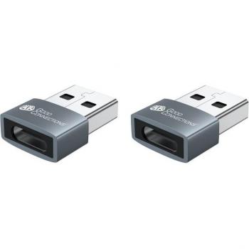Adaptador USB 2.0 A a USB-C hembra, set de 2, aluminio gris