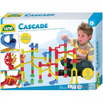 Lena® Pista de Bolas Cascade Speed - Juego de Construcción con 44 Elementos y 20 Canicas, para Niños a Partir de 3 Años, Multicolor