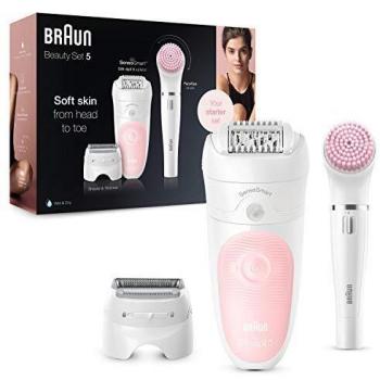 Kit de depilación Braun Silk-épil 5-895 Beauty Set 6 en 1, inalámbrico, Wet & Dry, con 2 cabezales y cepillo facial