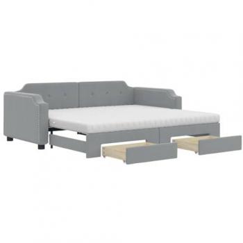 Sofá cama nido con cajones tela gris claro 80x200 cm