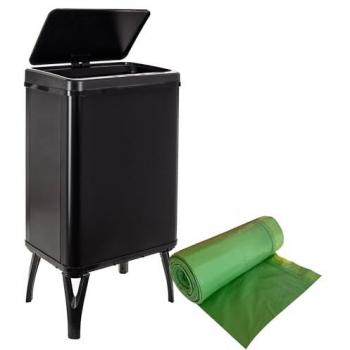 Cubo de Basura Inteligente Wellhome de 40L - Gris, incluye 30 bolsas adaptadas, dimensiones: 71,5x35,5x26 cm