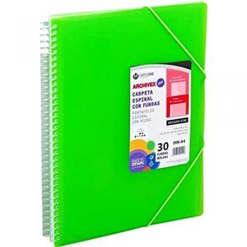 Carpeta 20 fundas espiral con sobre verde claro