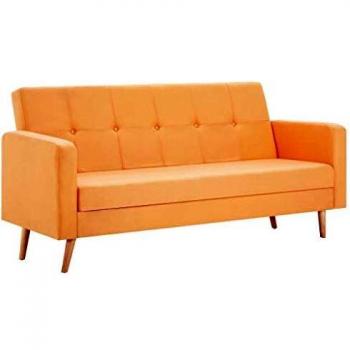 vidaXL Sofá Cama Tela Naranja Mueble Sillón Somier Asiento Silla Salón Hogar