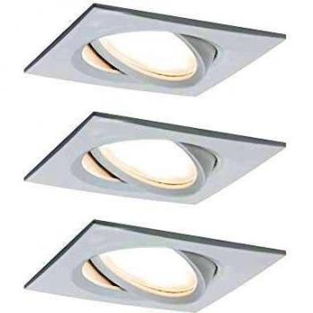 Lámpara empotrable LED Nova Plus - Set de 3 focos cuadrados orientables, 3x6,8W, 2700K, IP23, blanco mate