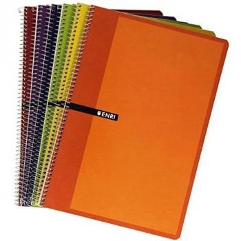 Enri 100430106 - Pack de 10 cuadernos con espiral simple, tapas blandas, colores surtidos
