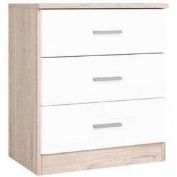 Mesita De Noche Couple 3 Cajones Blanco Mate/Sahara 58X50x33,3 Cm