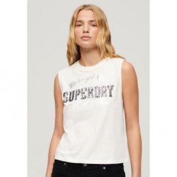 Superdry Camiseta Ajustada Blanco con Adornos Archive