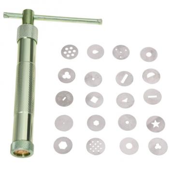 TOOGOO(R) Herramienta de escultura de pistola de extrusion de arcilla de ceramica Extrusora de ceramica Koony Sugarcraft + 19 Moldes