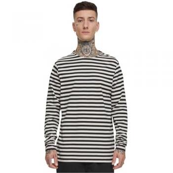 Urban Classics Men's Regular Stripe Long Sleeve Shirt - Black/White