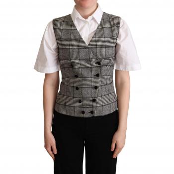 Dolce & Gabbana Gray Checkered Sleeveless Waistcoat Vest - IT40|S, Female, Size: XS